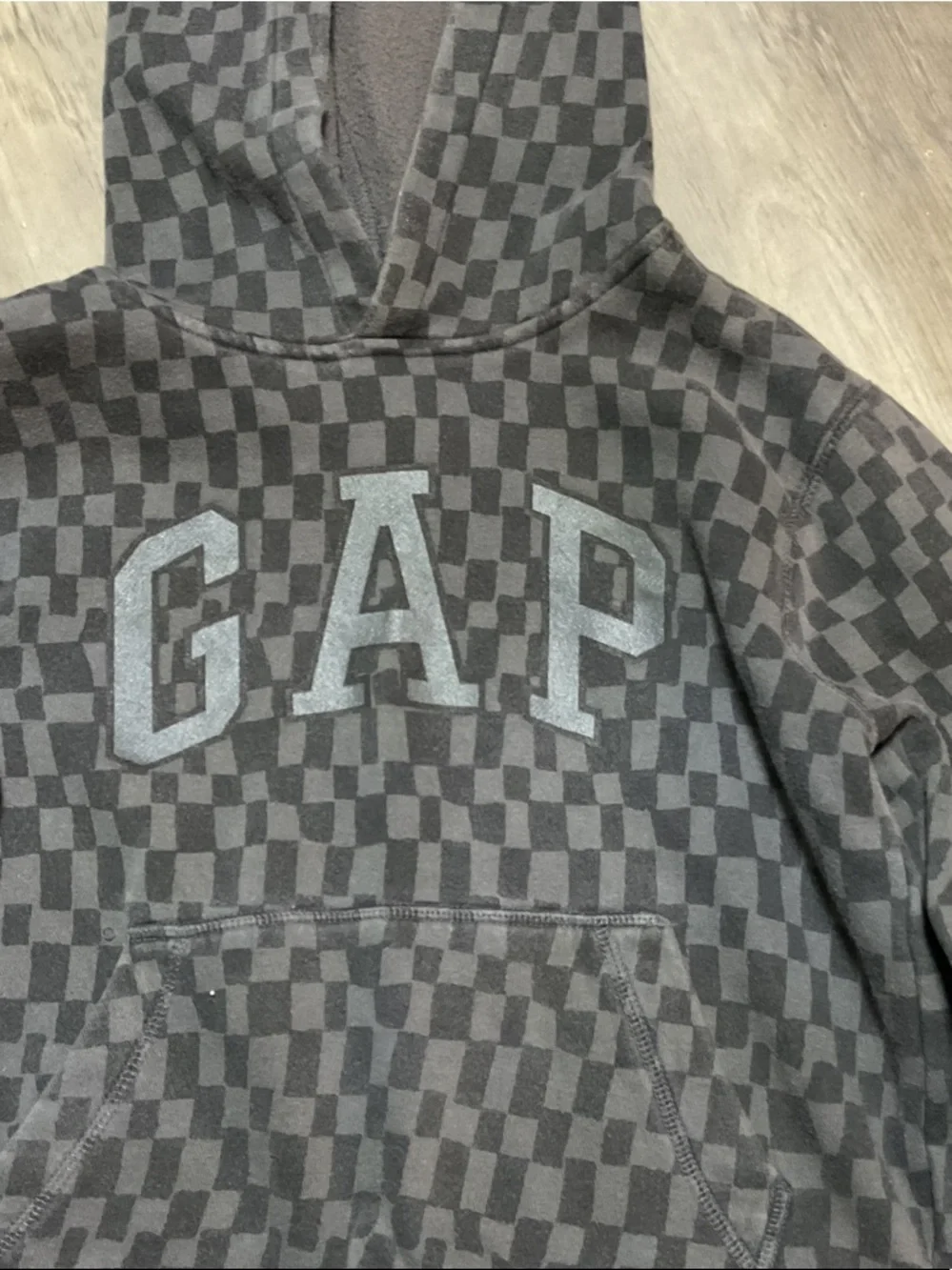 GAP Kids Black Checkerboard Pullover Hoodie